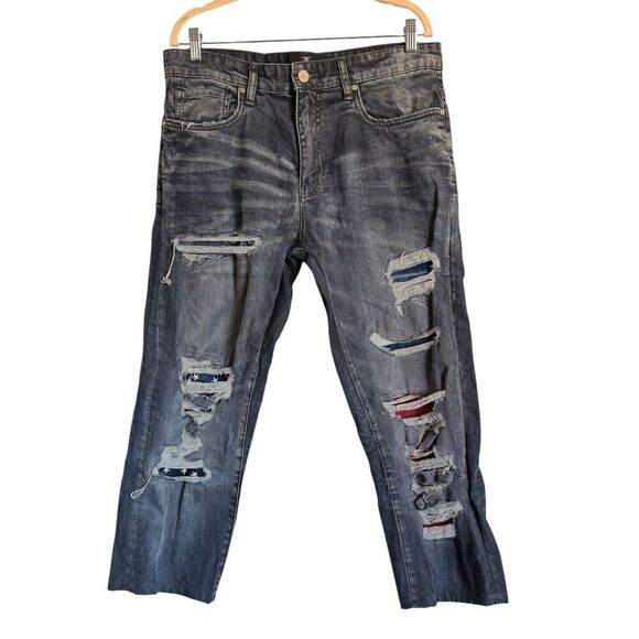 Jordan Craig Legacy Edition Sz 36x25 Jeans Distressed Patriotic Streetwear - Picture 1 of 14